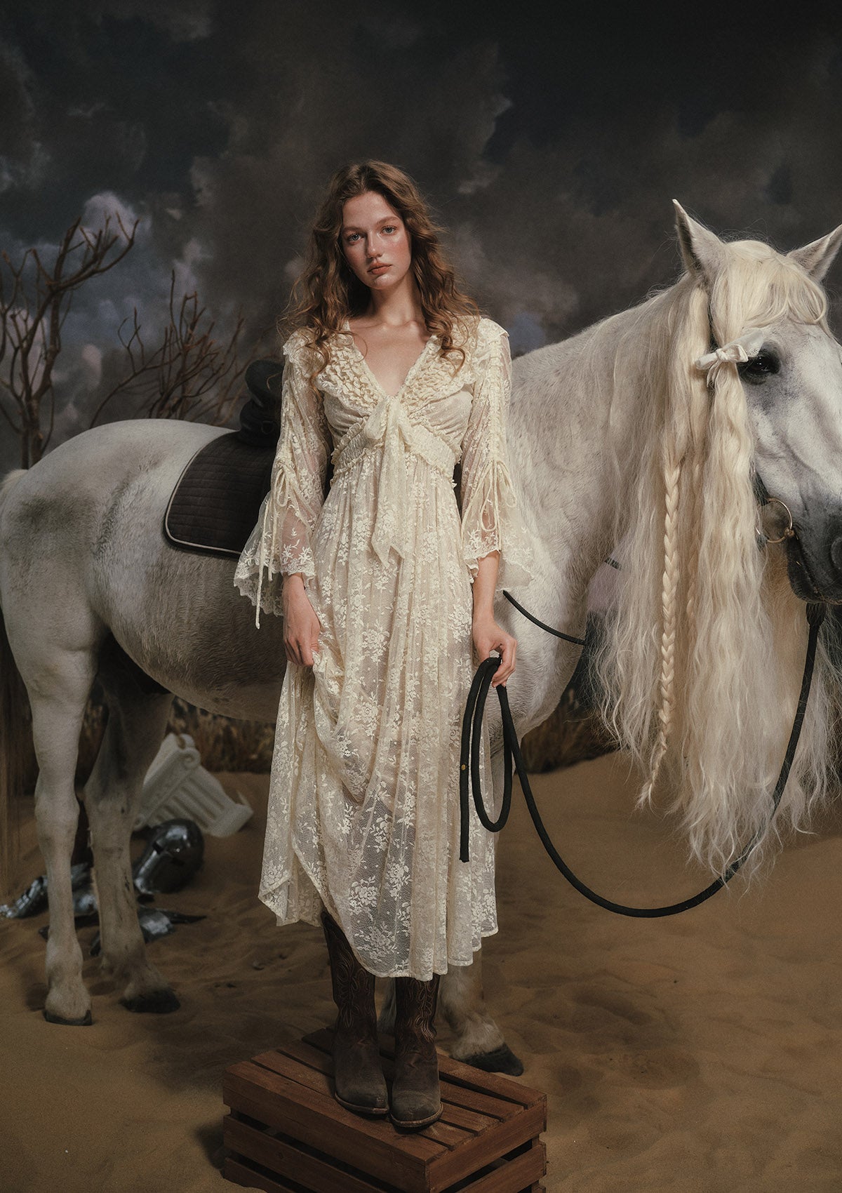 White Lace Maxi Dress | White Horse Princess - LaceMade Pre-order / S White Lace Maxi Dress | White Horse Princess - LaceMade Pre-order / S