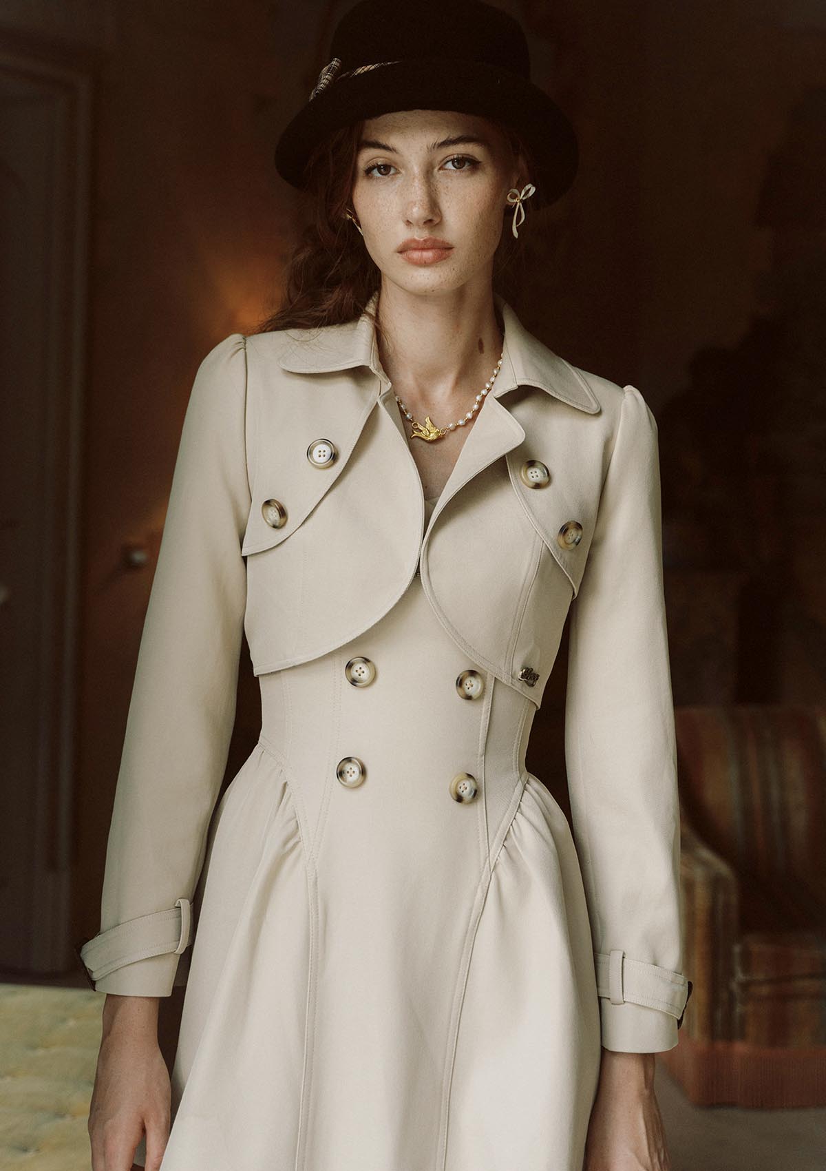 Cream Tea Trench Coat