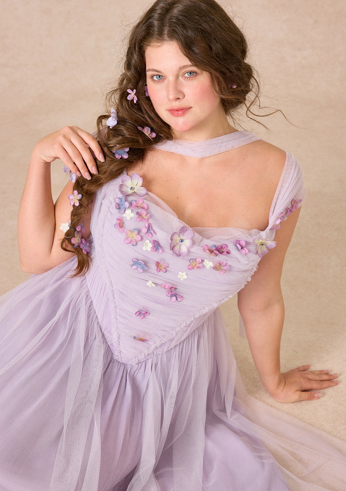 Curve&amp;Plus Ode to Purple Iris Dress