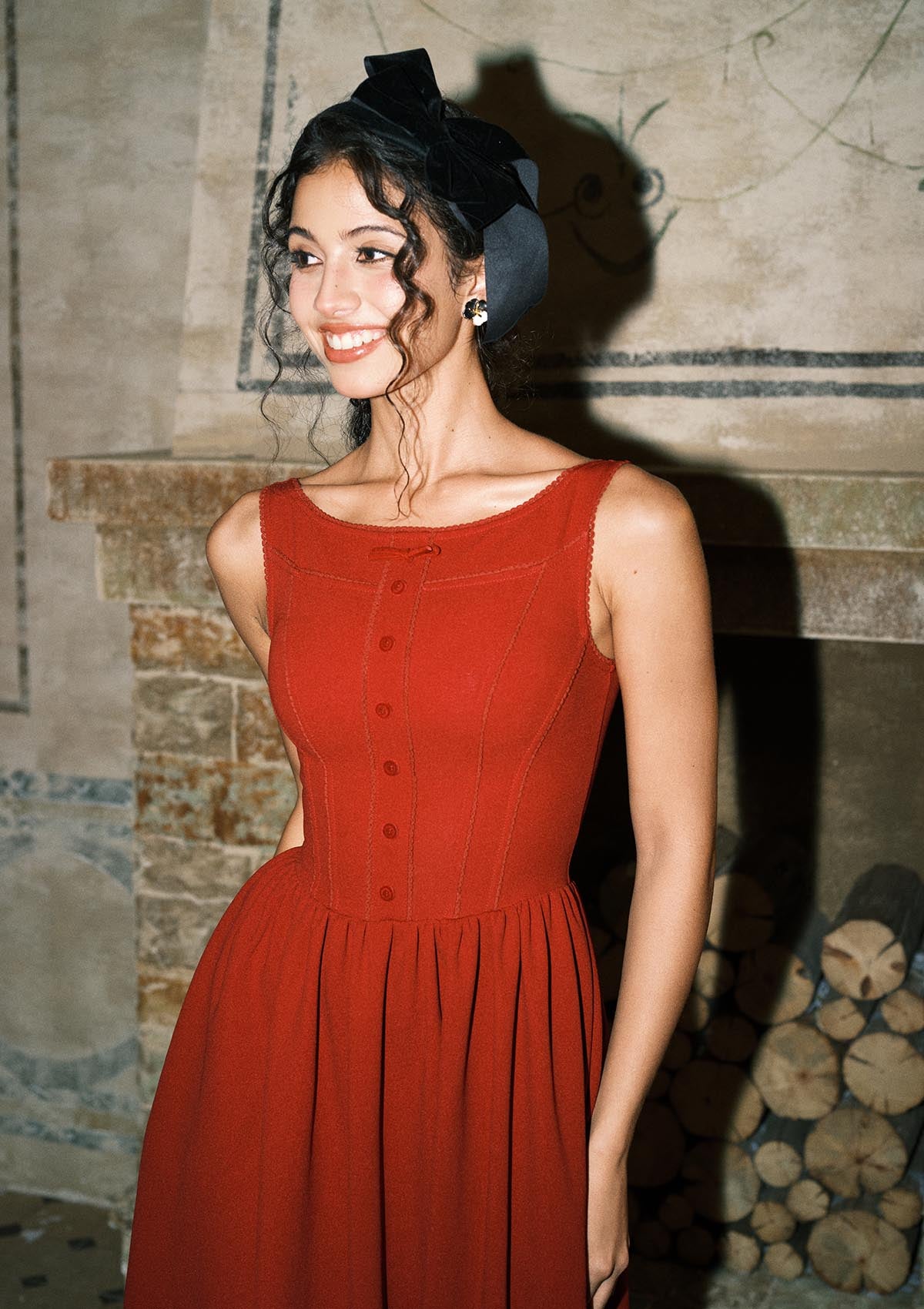 Pan's Cocktail burgundy knit maxi dress with zipper closure