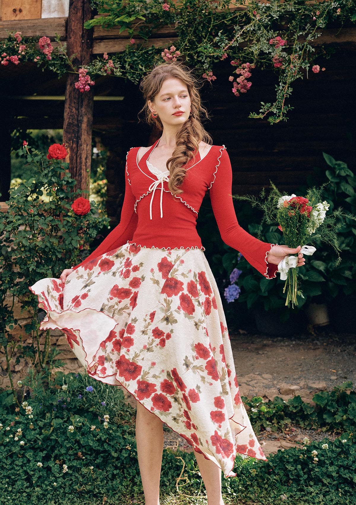Rosevale Slip Knitted Top (Red)