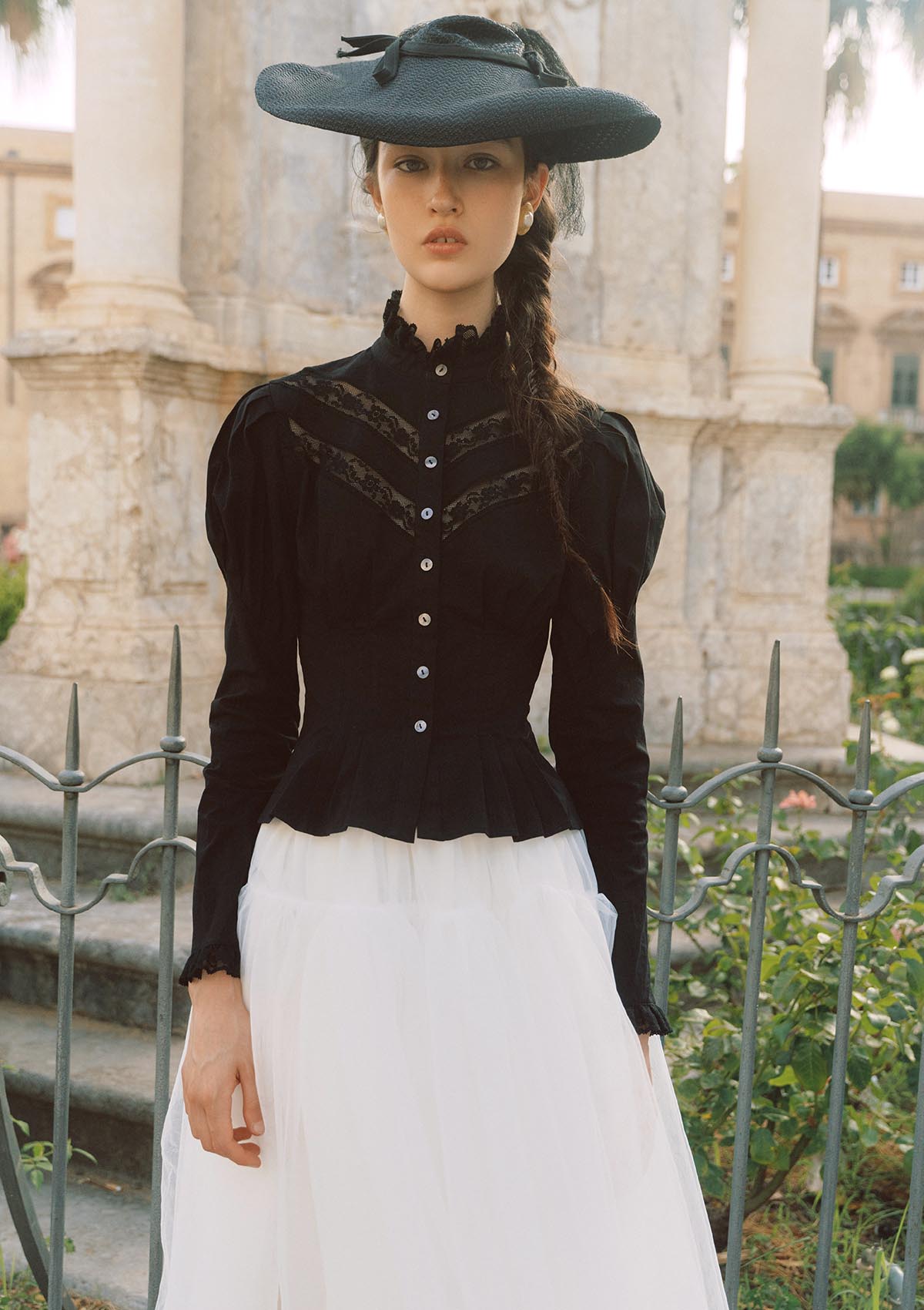 Rose Cape Blouse - Raven