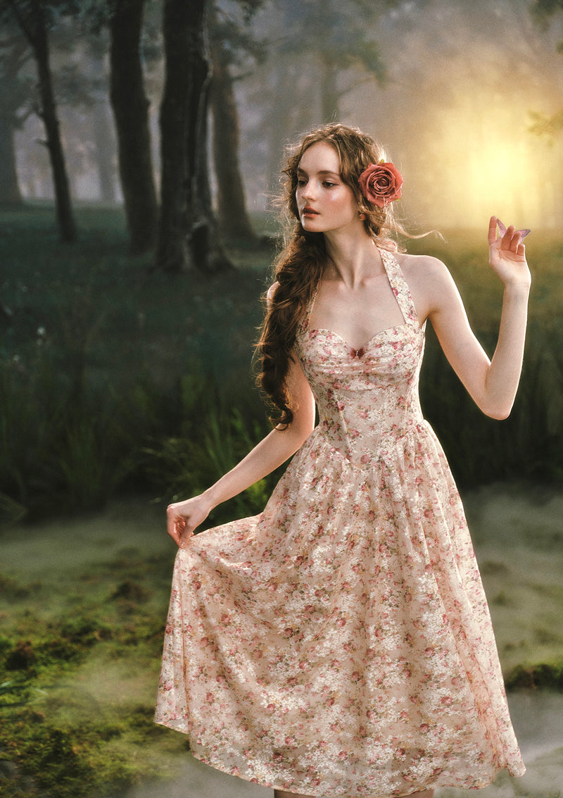 ワンピース Lace Trimmed Floral Dress / nude rose Wildwood Rose Corset Dress