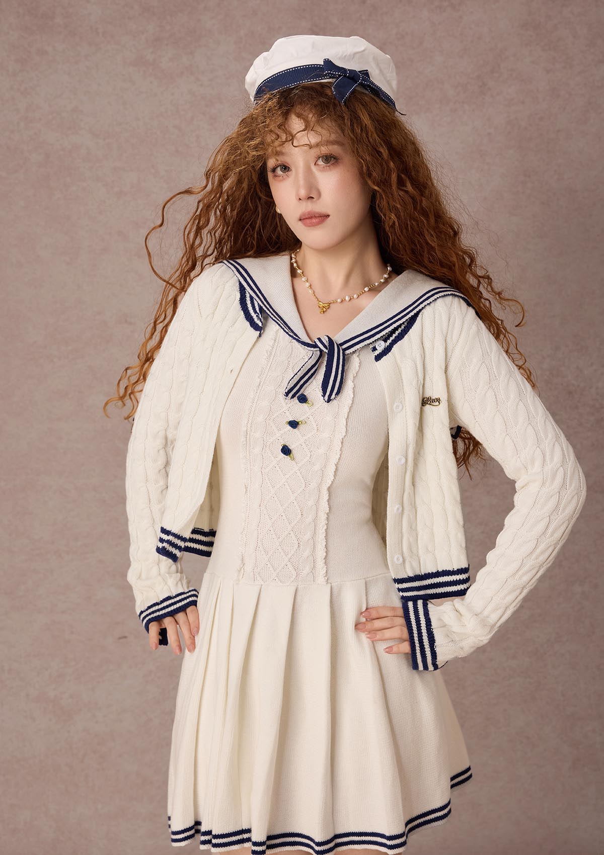 White Sail Maiden Cable Knit Cardigan