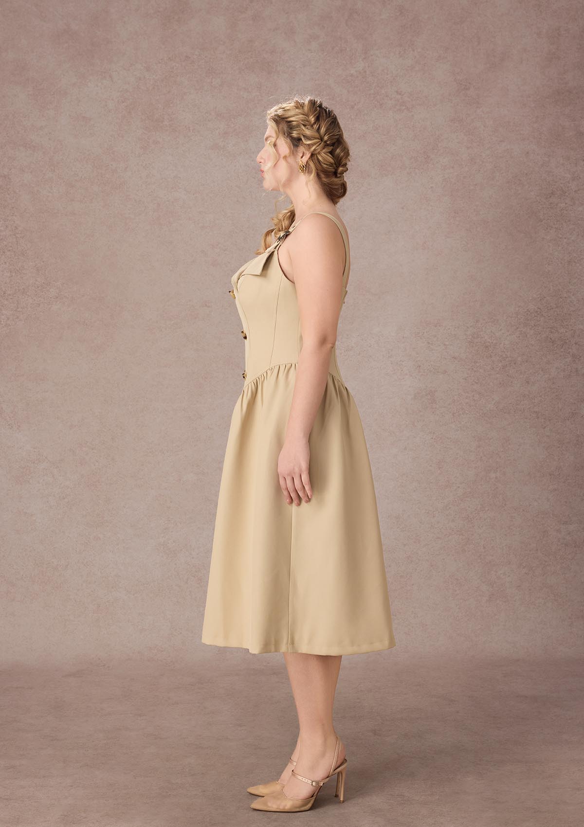 Curve&amp;Plus Cream Tea Trench Dress