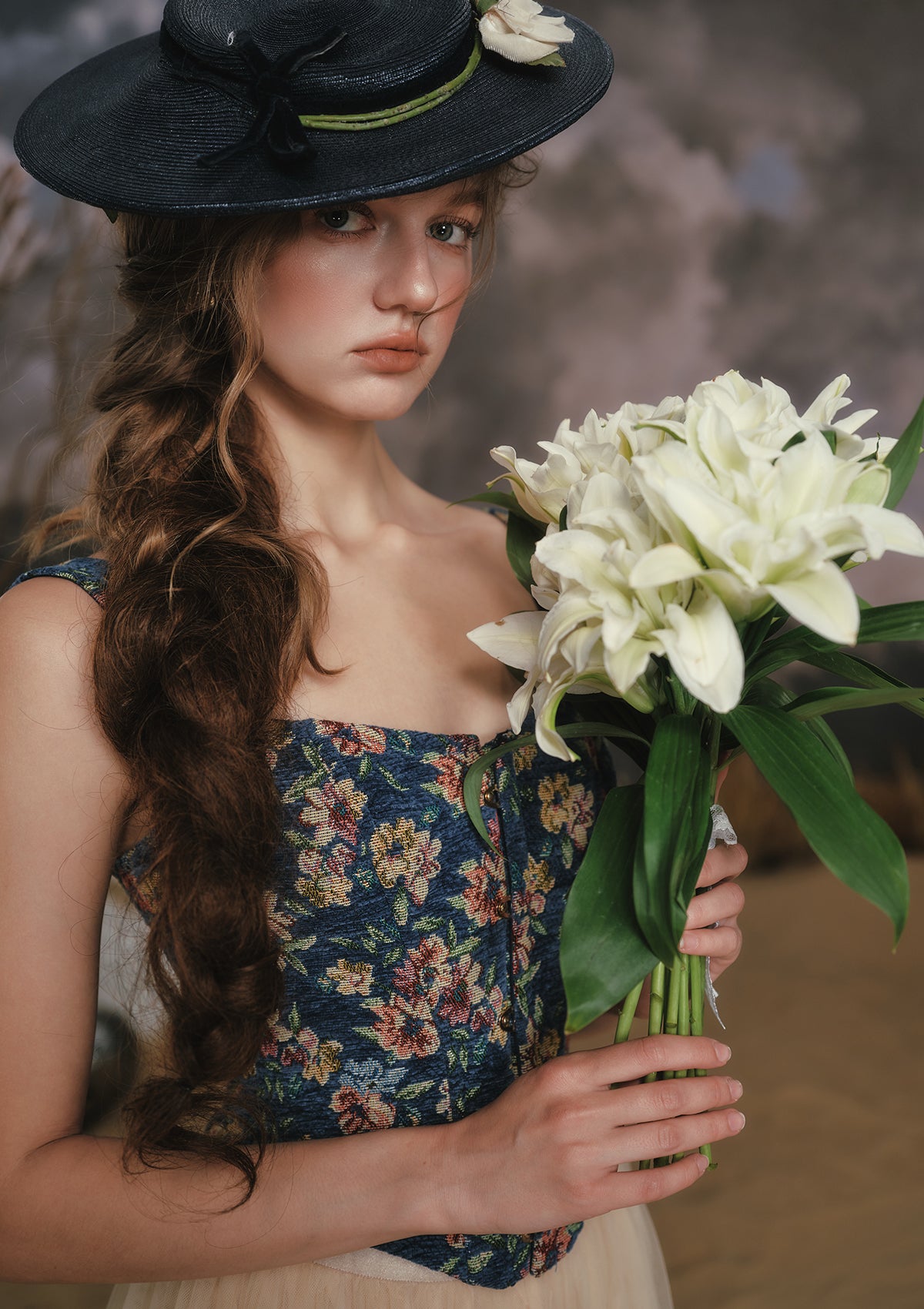 Azure Blumenmesse-Korsett