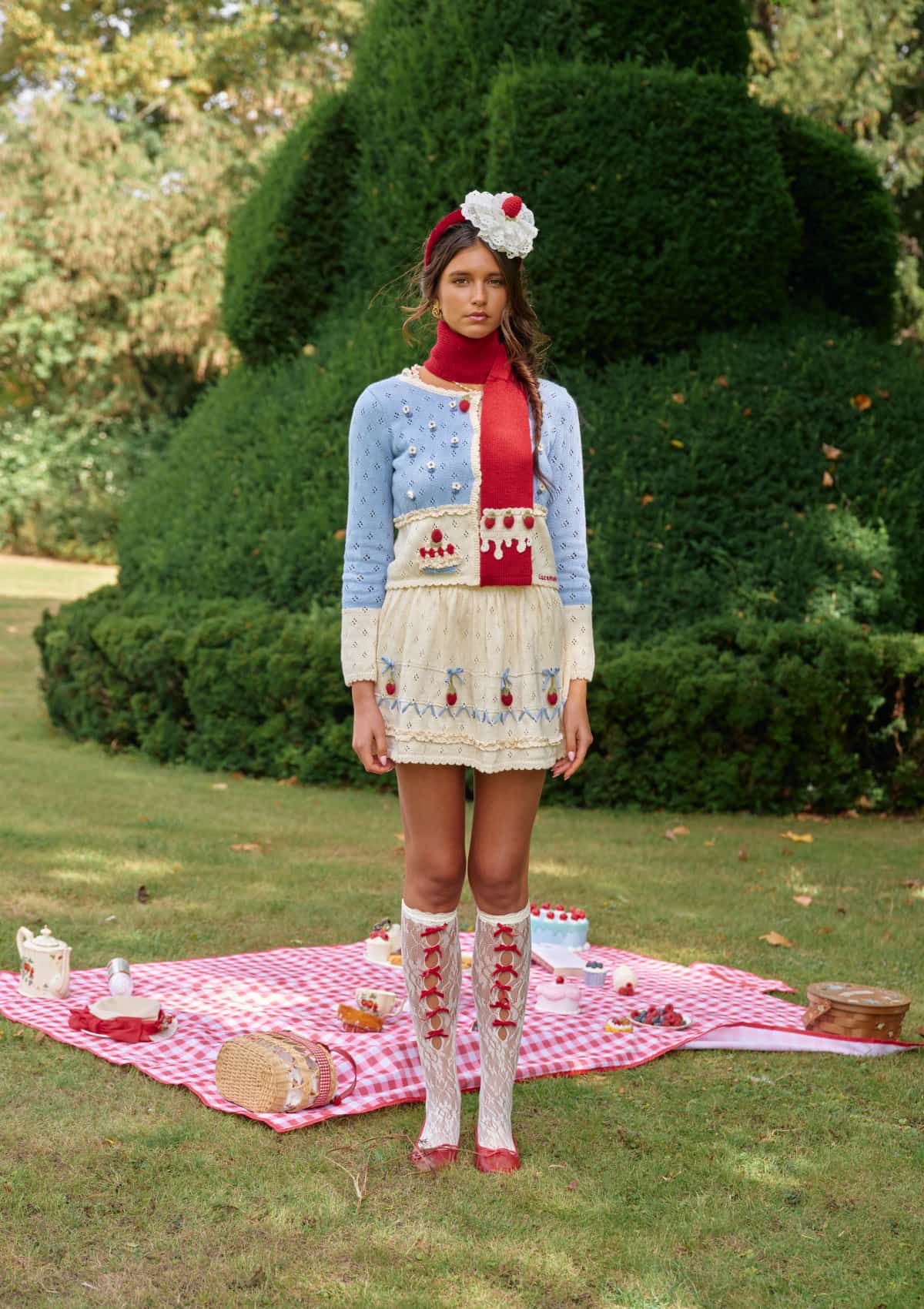 Christmas Berry Carol knit Cardigan (Blue)