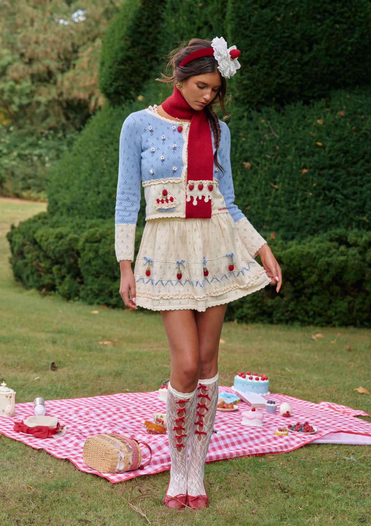 Christmas Berry Carol knit Cardigan (Blue)