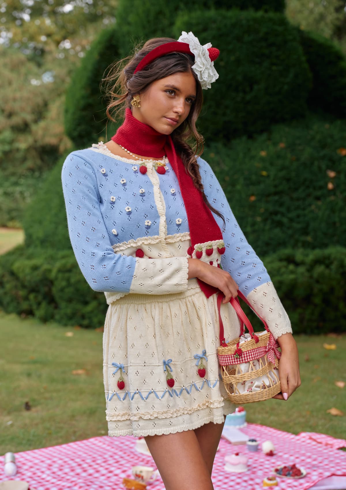 Christmas Berry Carol knit Cardigan (Blue)