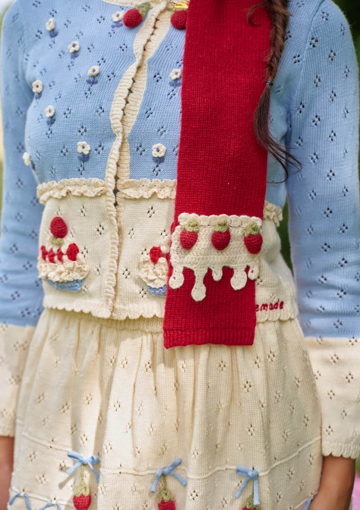 Christmas Berry Carol knit Cardigan (Blue)