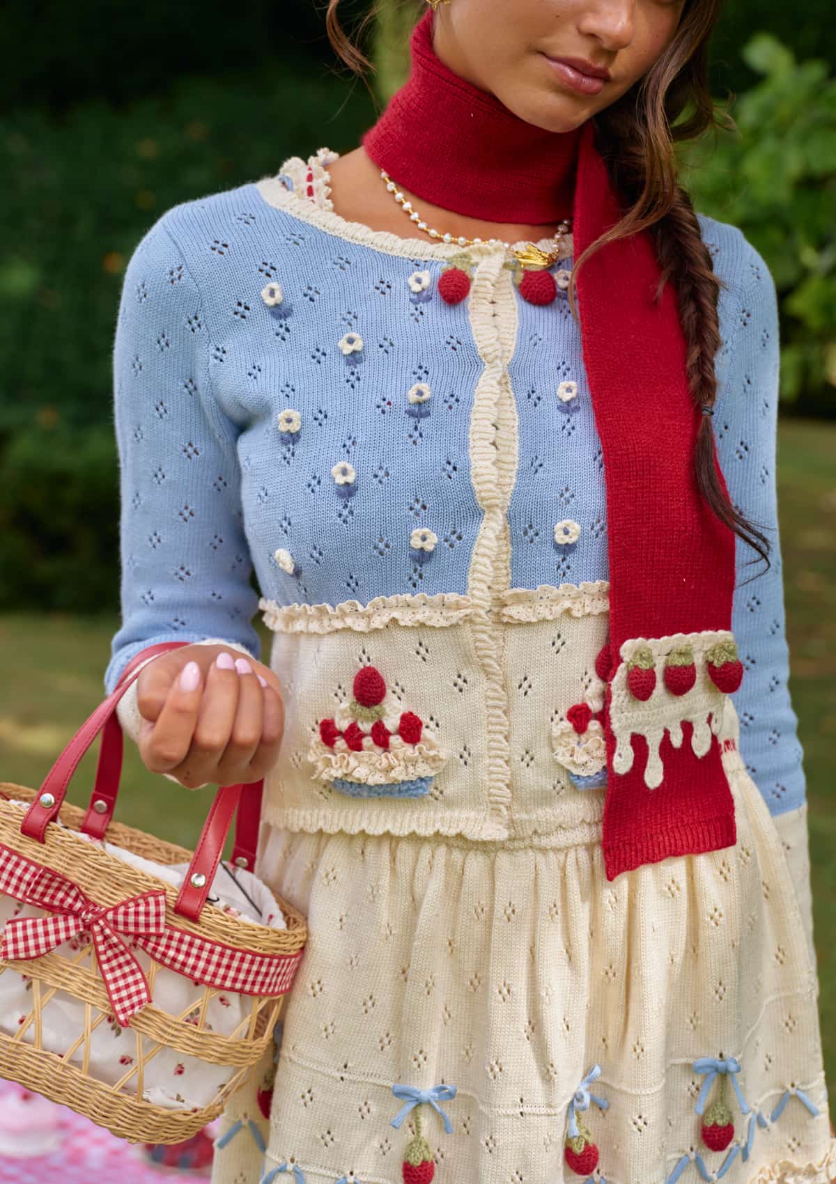 Christmas Berry Carol knit Cardigan (Blue)