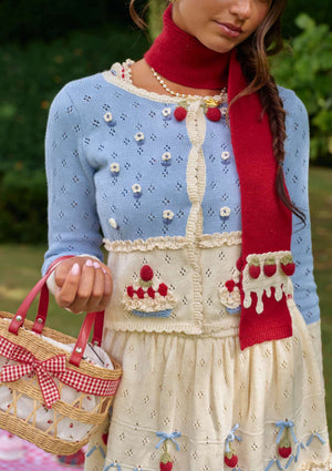 Christmas Berry Carol knit Cardigan (Blue)