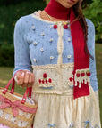 Christmas Berry Carol knit Cardigan (Blue)