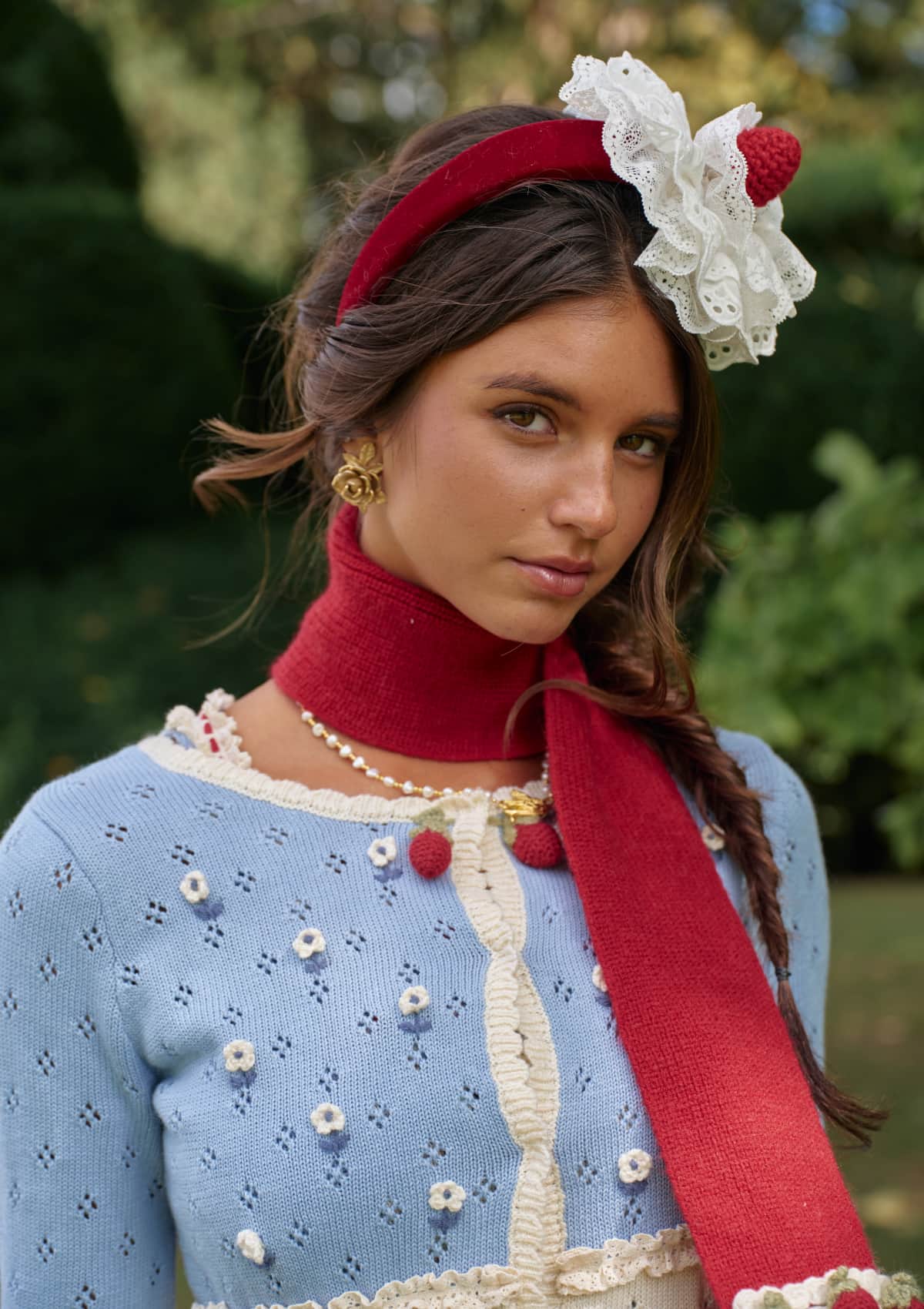 Christmas Berry Carol knit Cardigan (Blue)