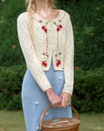 Christmas Berry Carol knit Cardigan (beige)
