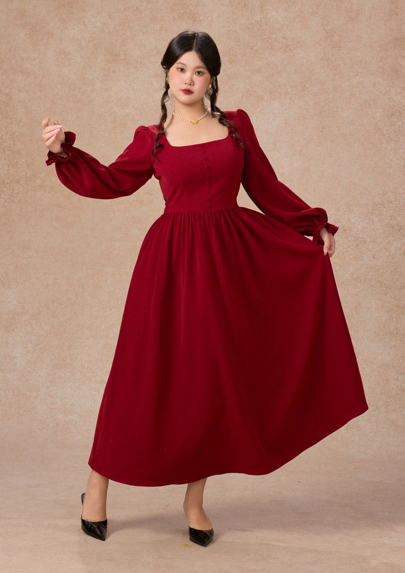 Curve&Plus Passionate Love Bordeaux Dress