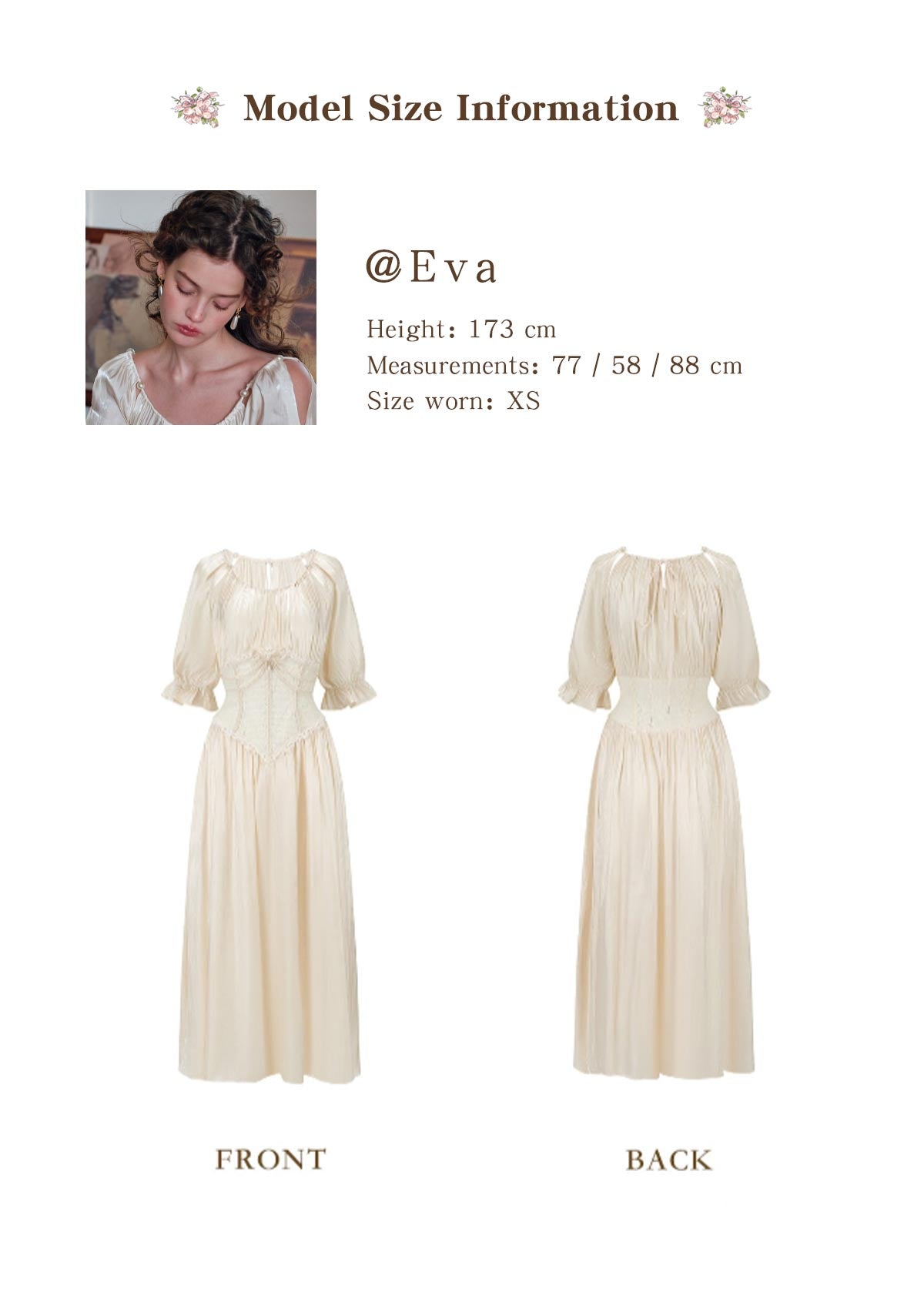 Lacemade "Du Cocon au Papillon" satin midi dress - Front and back view