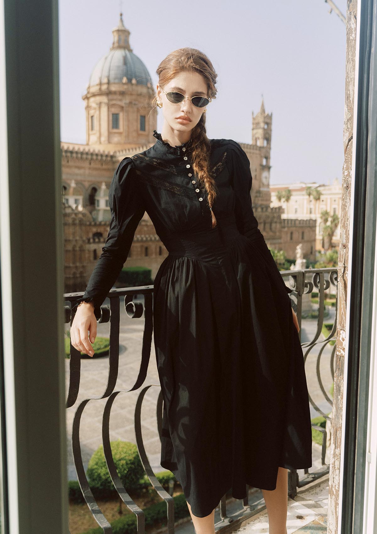 Rose Cape Dress - Raven