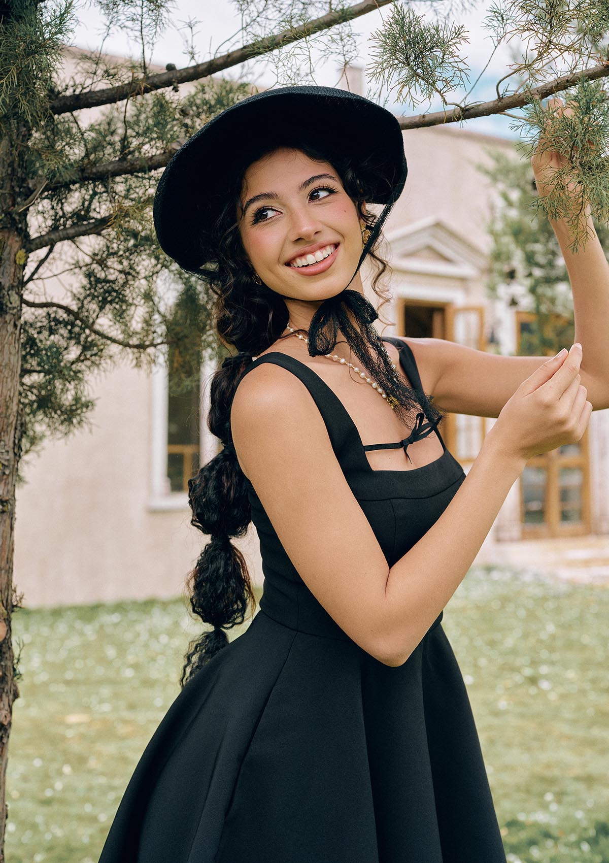 Lacemade "Beyond Campus" High-waist black mini dress silhouette