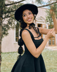 Lacemade "Beyond Campus" High-waist black mini dress silhouette