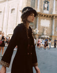 Sunlit Daisy Wool Coat (black)