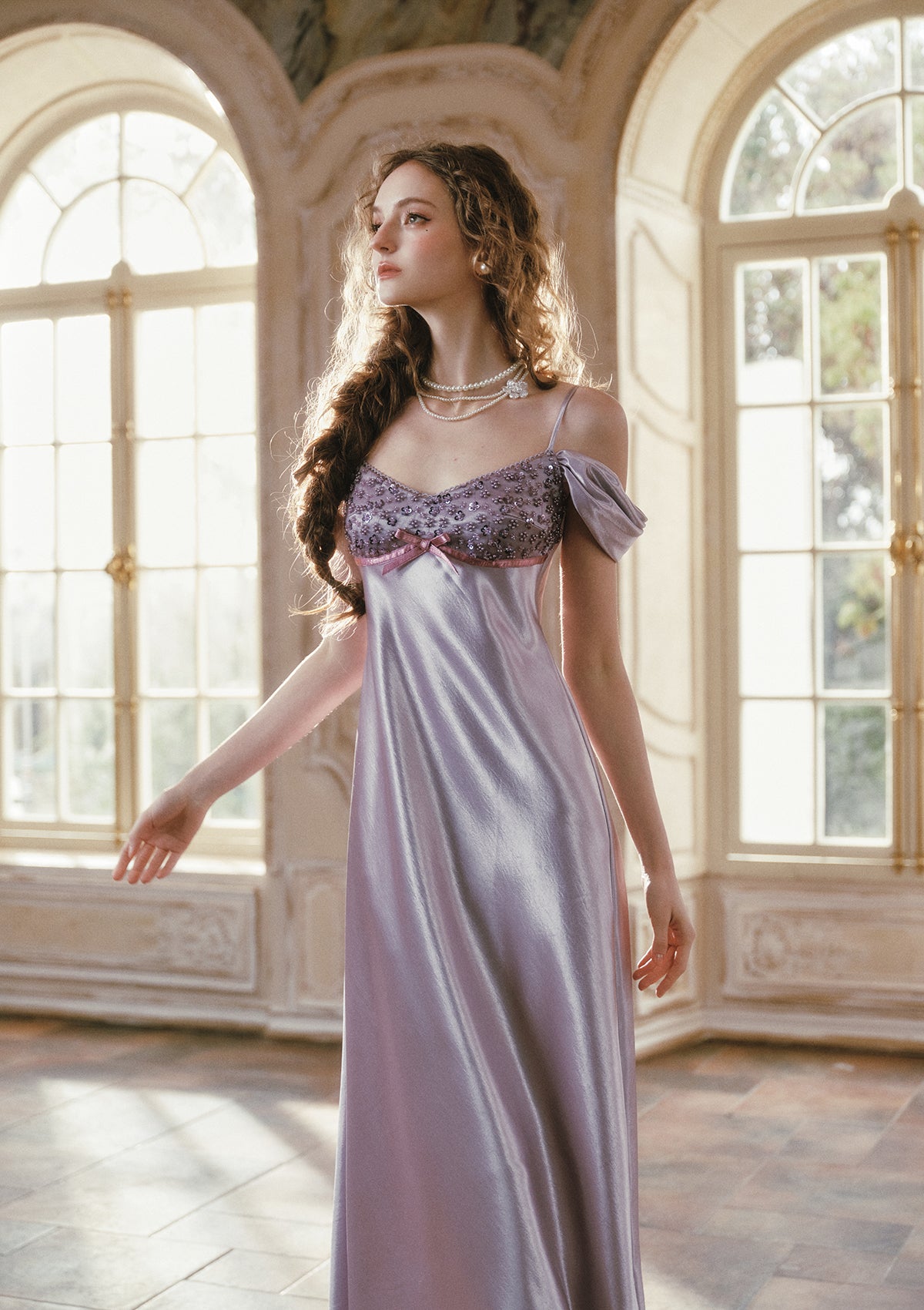 Glazed Purple Satin Dress S