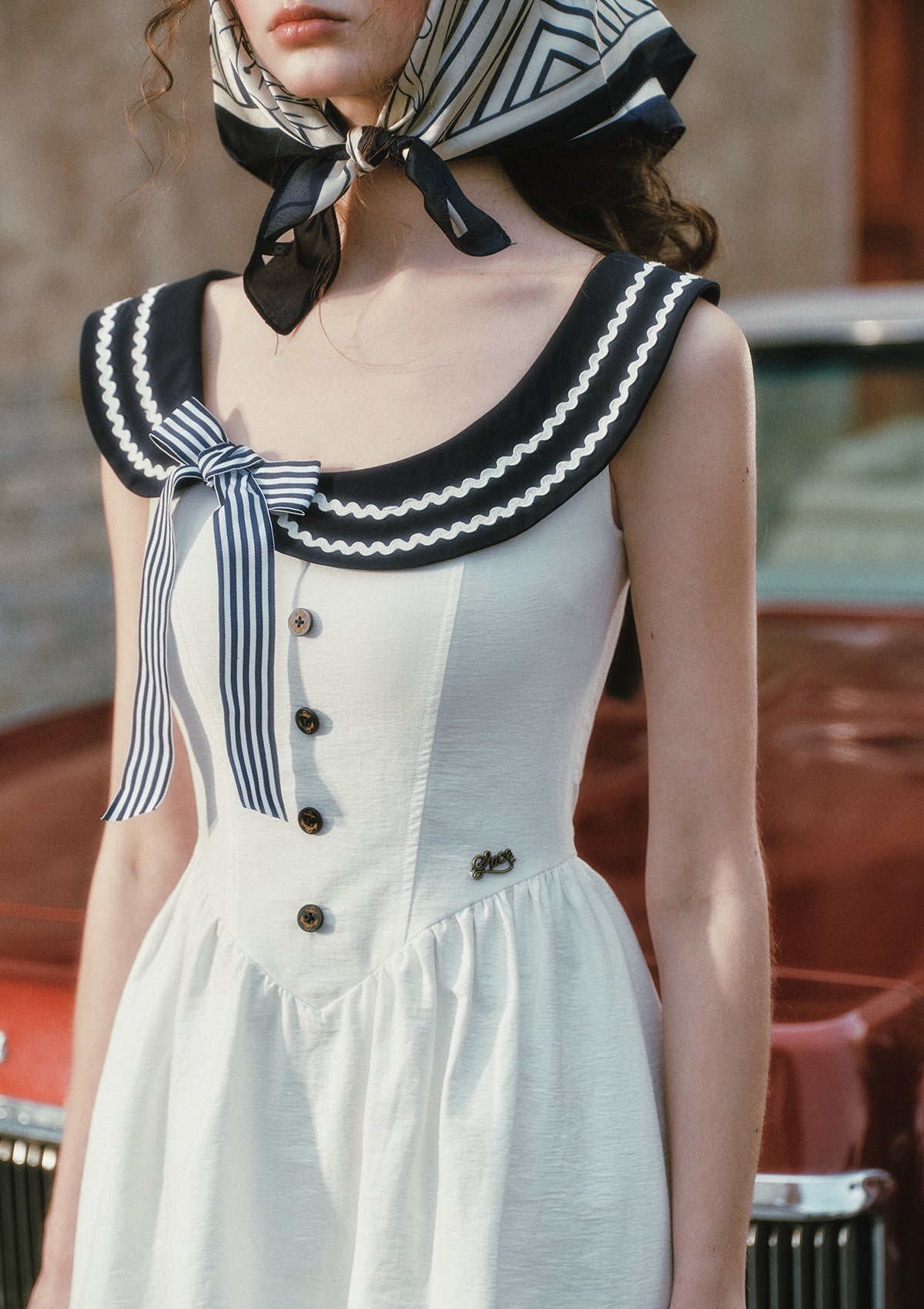 Sailor Love Letter Dress (Navy)