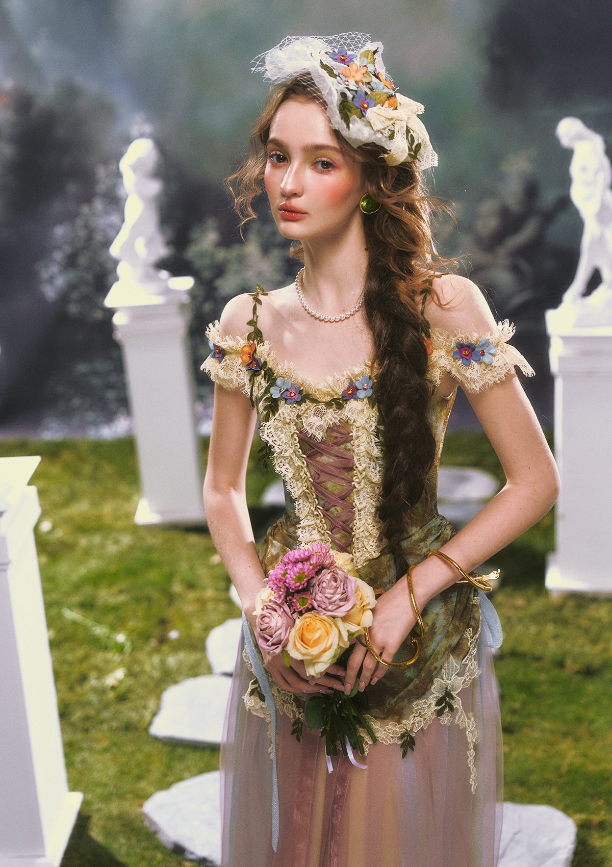 Eucalyptus Whispered by Wind Corset Dress