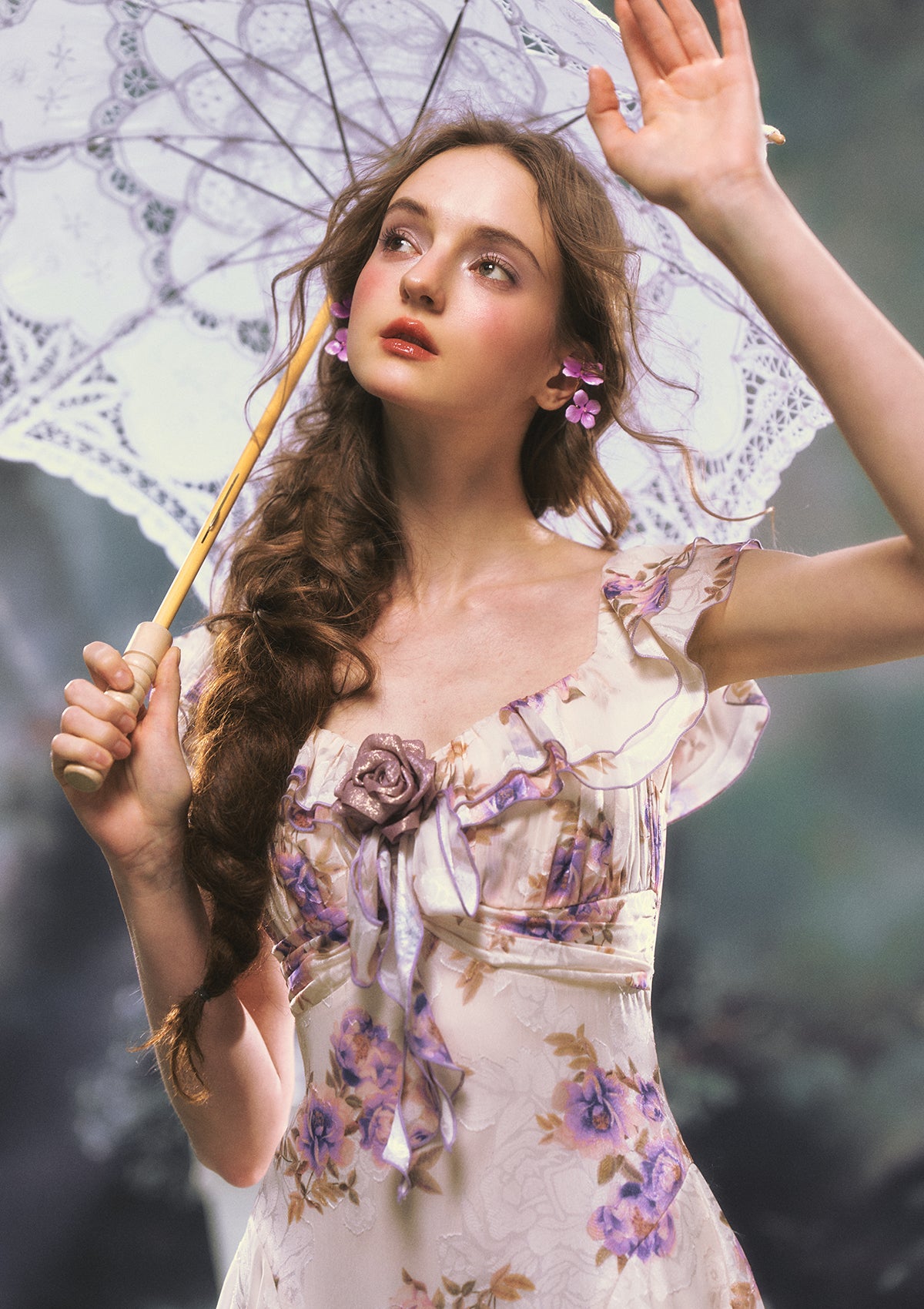 Purple Iris Swayed by Wind Dress