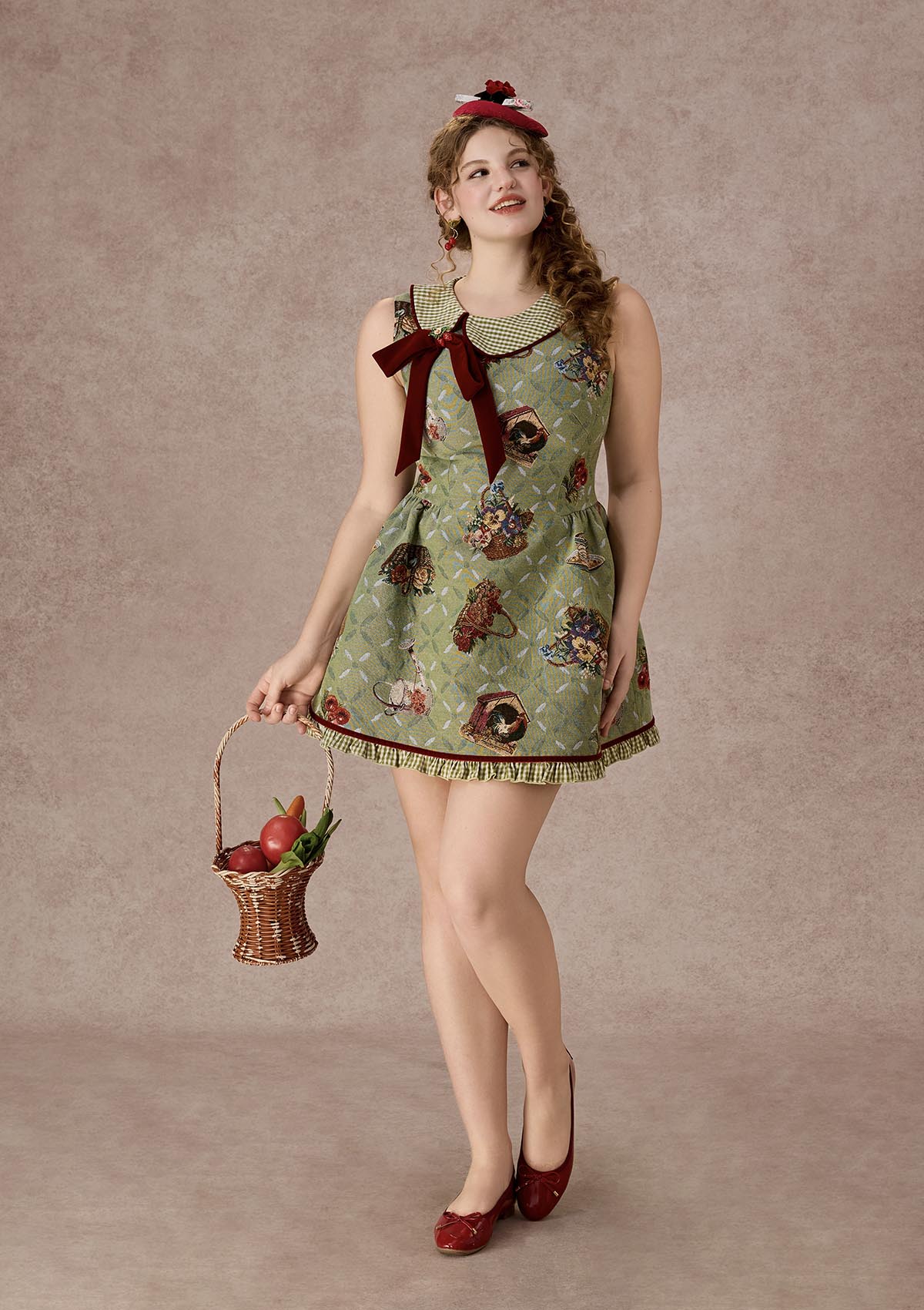 Curve&amp;Plus Berry Basket Dress