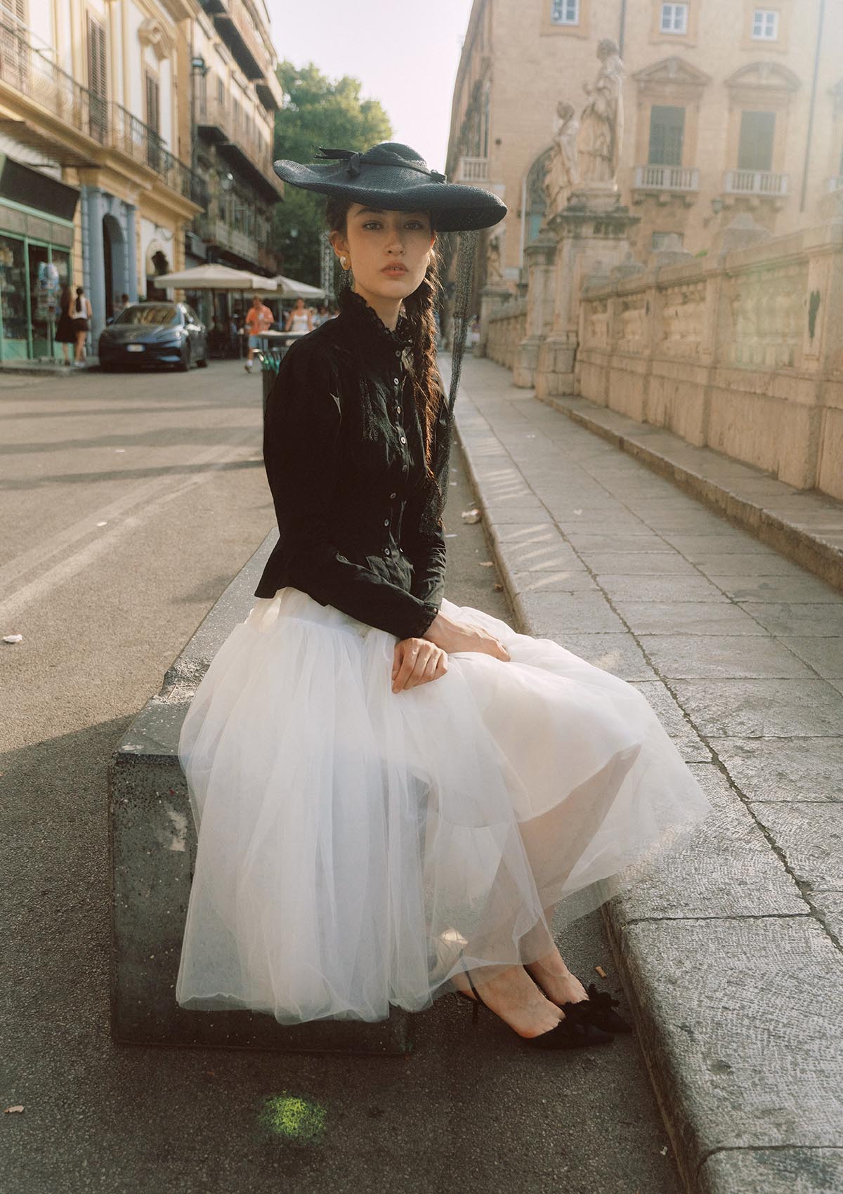 Rose Cape Blouse - Raven