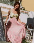 Whimsical Sunlit Blush Pleated Dress