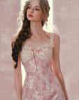 Detailed view on "Floral Vine Fairy Shoes" pink lace mermaid dress
