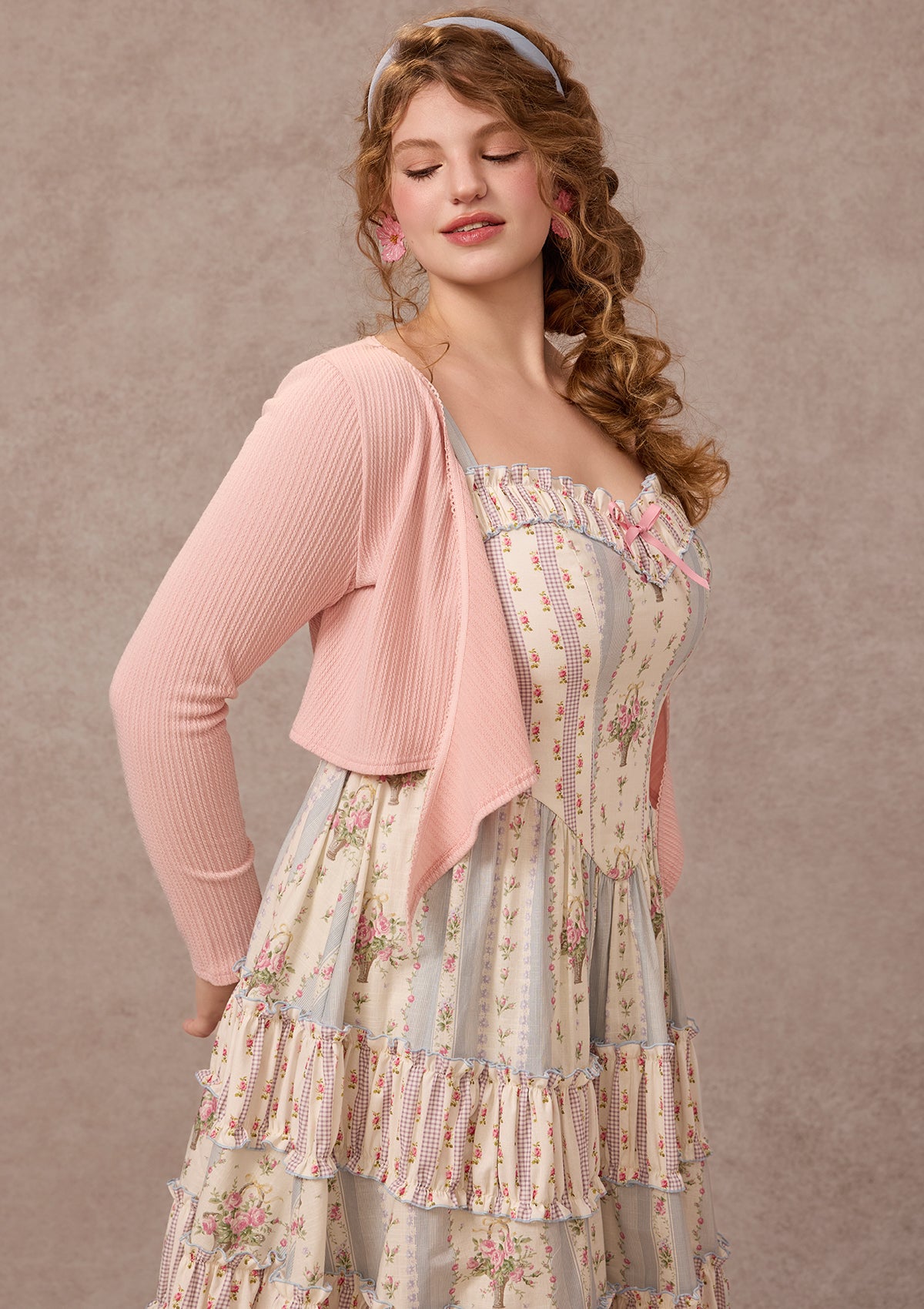 Curve&amp;Plus Strawberry Farm Knit Cardigan（Pink）