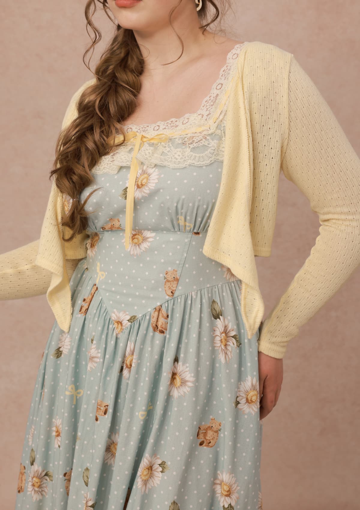 Curve&amp;Plus Flower Vine Novel Knit Cardigan