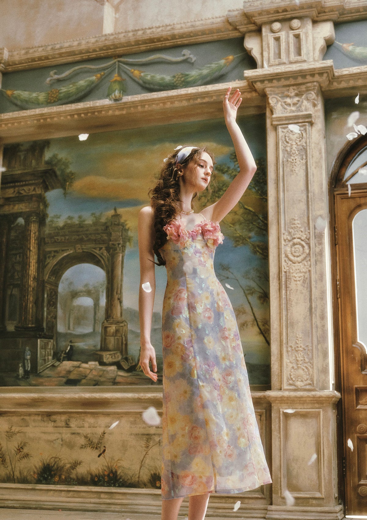 Oil Paint Floral Court Dress