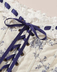 Lacemade 100% cotton dress - Breathable blue floral midi for vacation