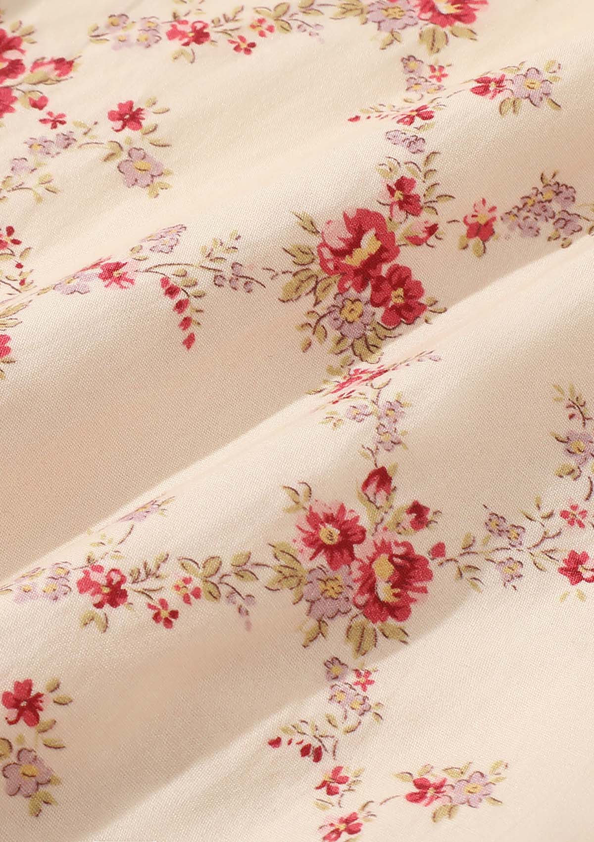 Lacemade "Red Garnet" 100% cotton fabric detail - vintage floral print