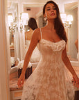 Lacemade "Lace Bouquet" Champagne Lace Midi Dress - Classy Vintage Style