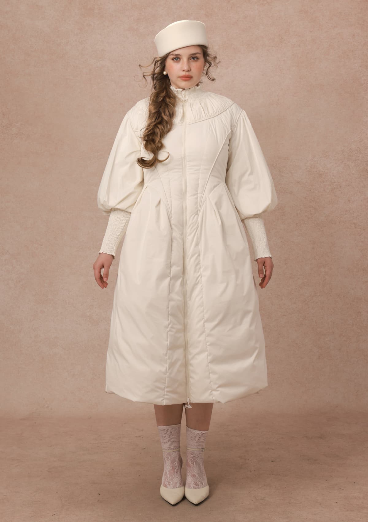 Curve&amp;Plus Warrior II Down Puffer Coat — White