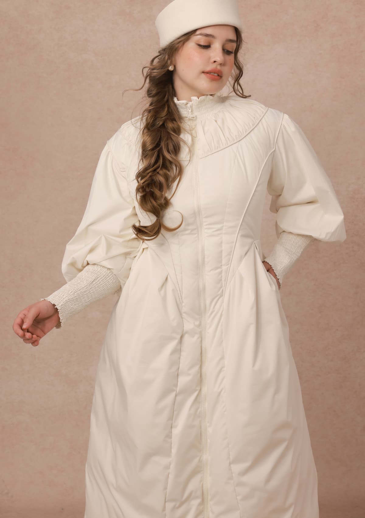 Curve&amp;Plus Warrior II Down Puffer Coat — White
