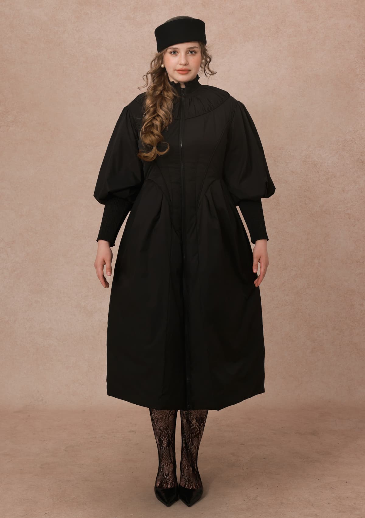 Curve&amp;Plus Warrior II Down Puffer Coat — Black