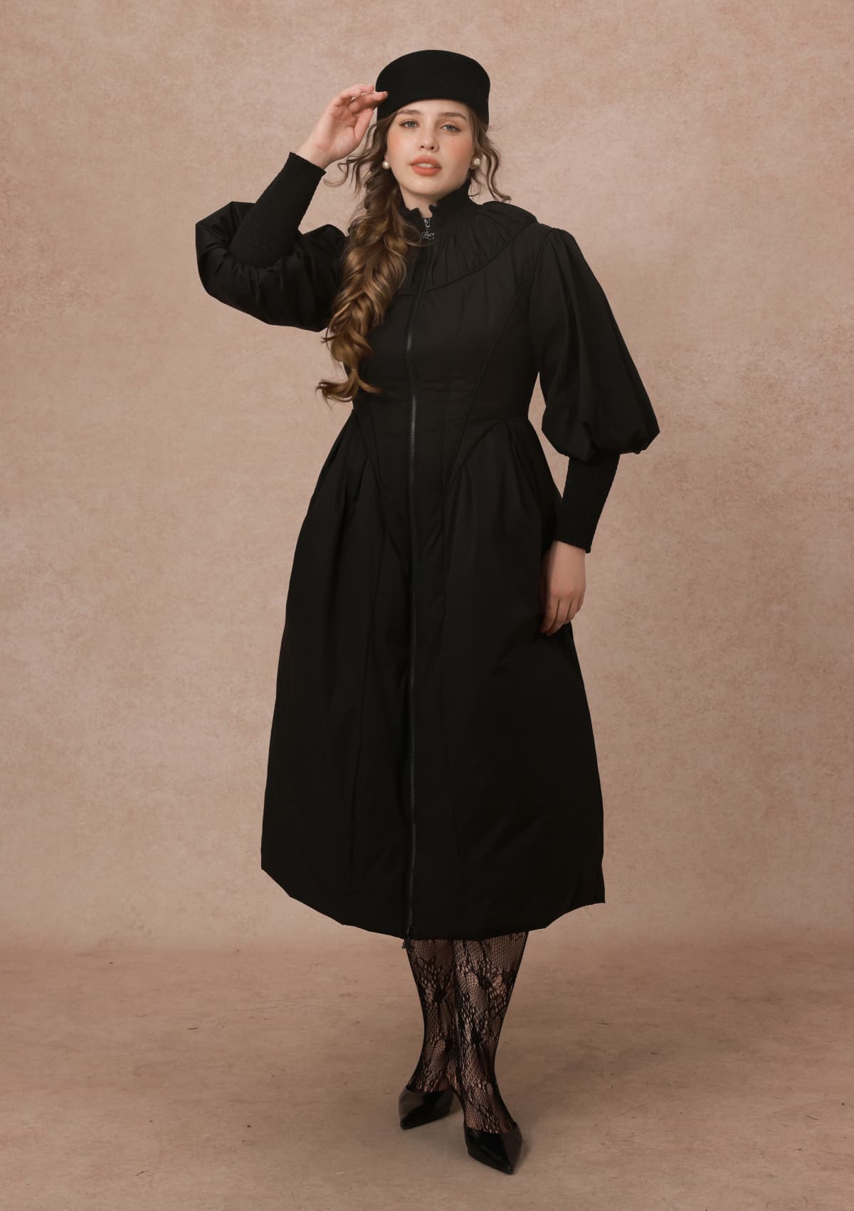 Curve&amp;Plus Warrior II Down Puffer Coat — Black