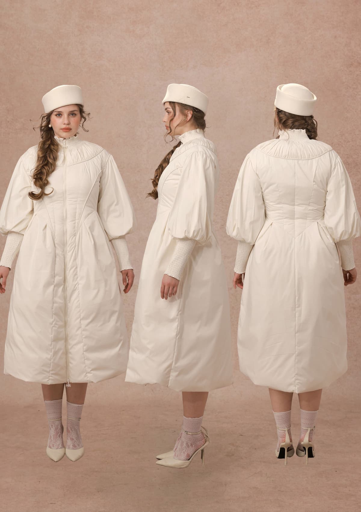 Curve&amp;Plus Warrior II Down Puffer Coat — White