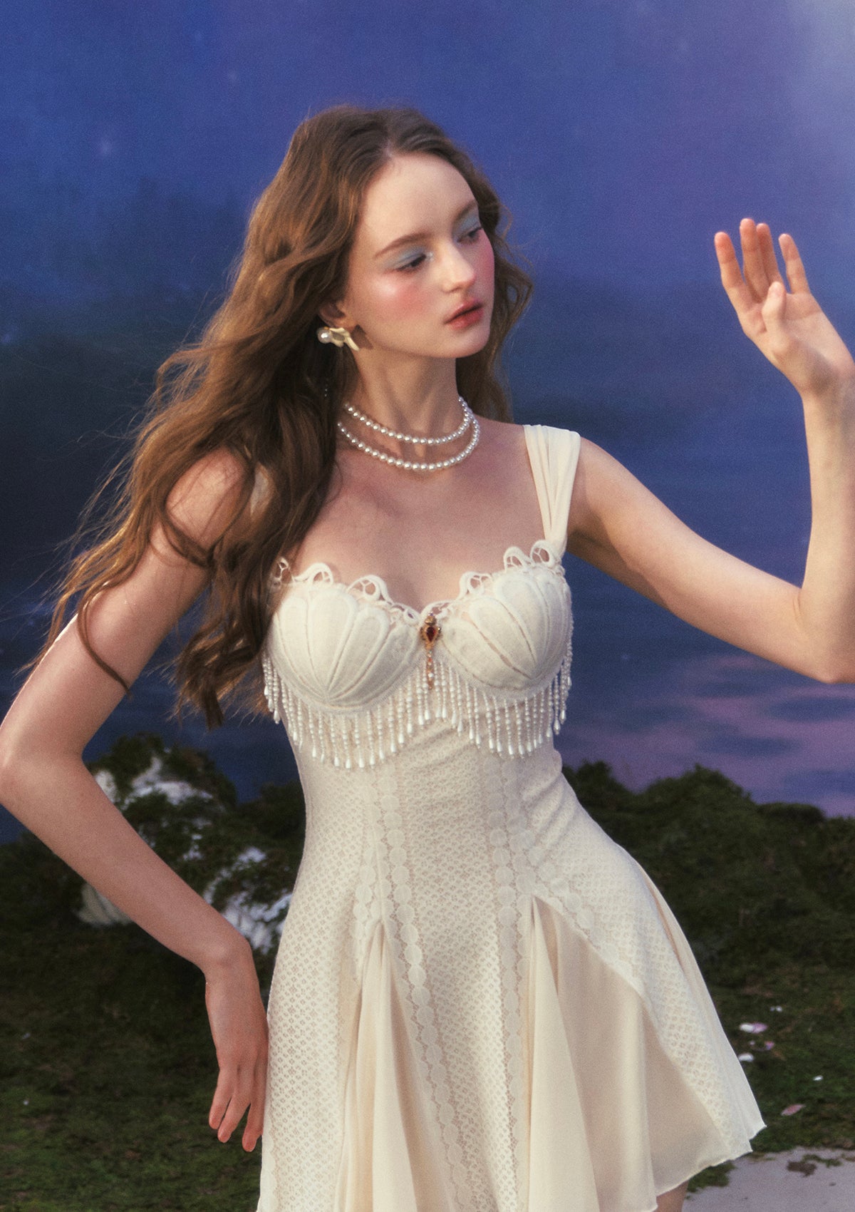 Lace Trim Dress | Cream Mini Dress