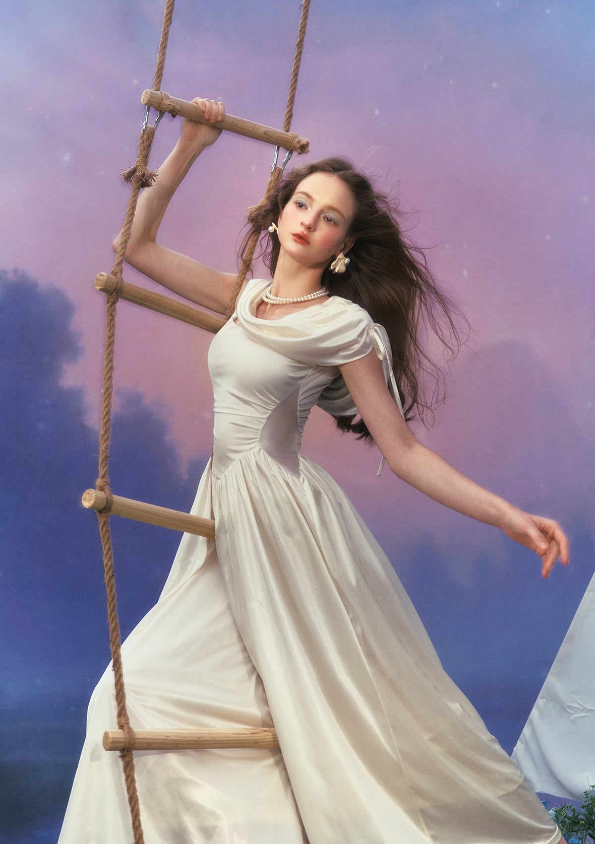 White Satin Dress | Exquisite Fairycore Dress