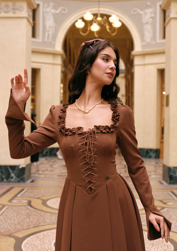 Classic Black Coffee Corset Dress