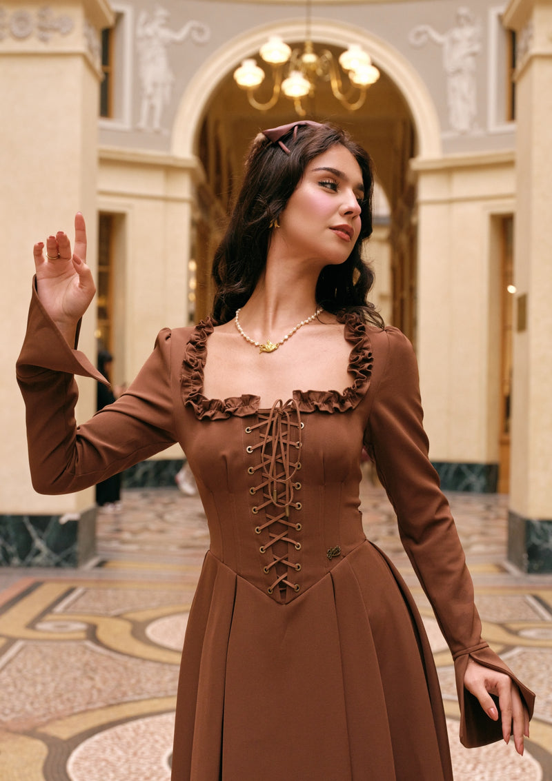 Classic Black Coffee Corset Dress