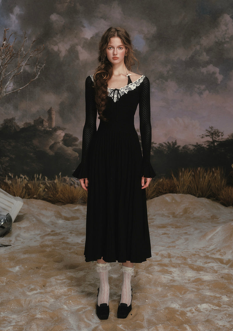 Symphony of Blossom Knit Dress Black / L / In-stock Symphony of Blossom Knit Dress Black / L / In-stock