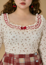 Curve & Plus Strawberry Fabric House Knit Bottom Shirt